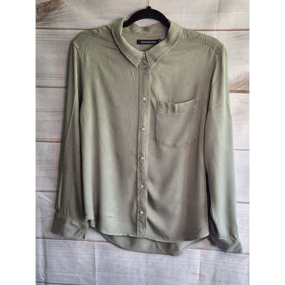 Calvin Klein Jeans Mens Button Down shirt 100% Viscose Size Large - Picture 1 of 6